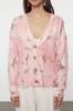 Женский модный стильный кардиган Розовый мягкий фактурный принт с детальным трикотажным кардиганом