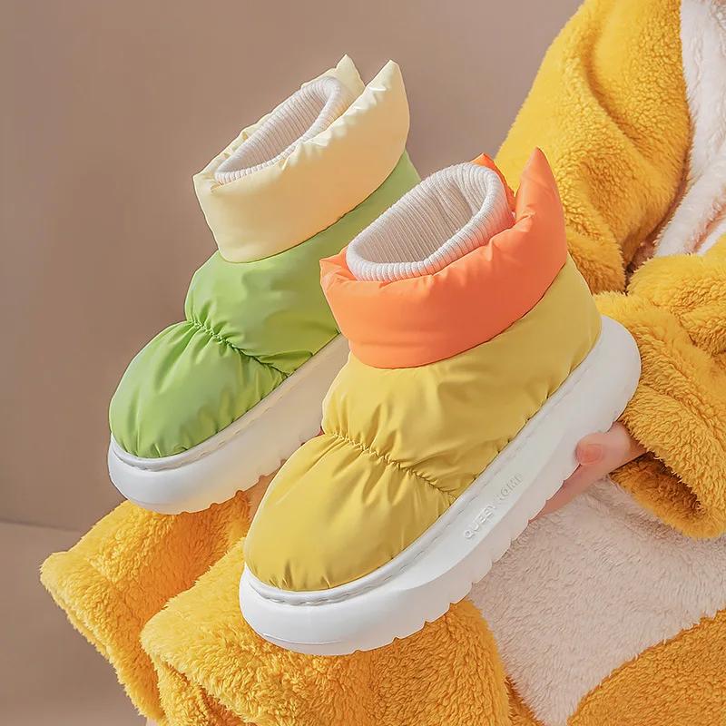 Зимние женские ботинки, водонепроницаемая платформа, хлопковая обувь, зимние ботинки, плюшевые, теплые, для дома, новые, удобные, нескользящие, ботильоны