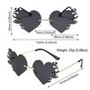 New Fashion Rimless Sunglasses Flame Unique Big Love Heart Eyewear Luxury Brand Designer Vintage Sun Glasses Shades UV400