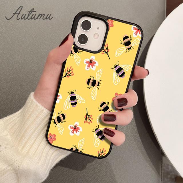 Чехол для телефона Bees для iPhone 11 12 13 14 Pro Max mini X XR XS SE 2020 5 6S 7 8 Plus Samsung Galaxy S21 S22 Cover shell