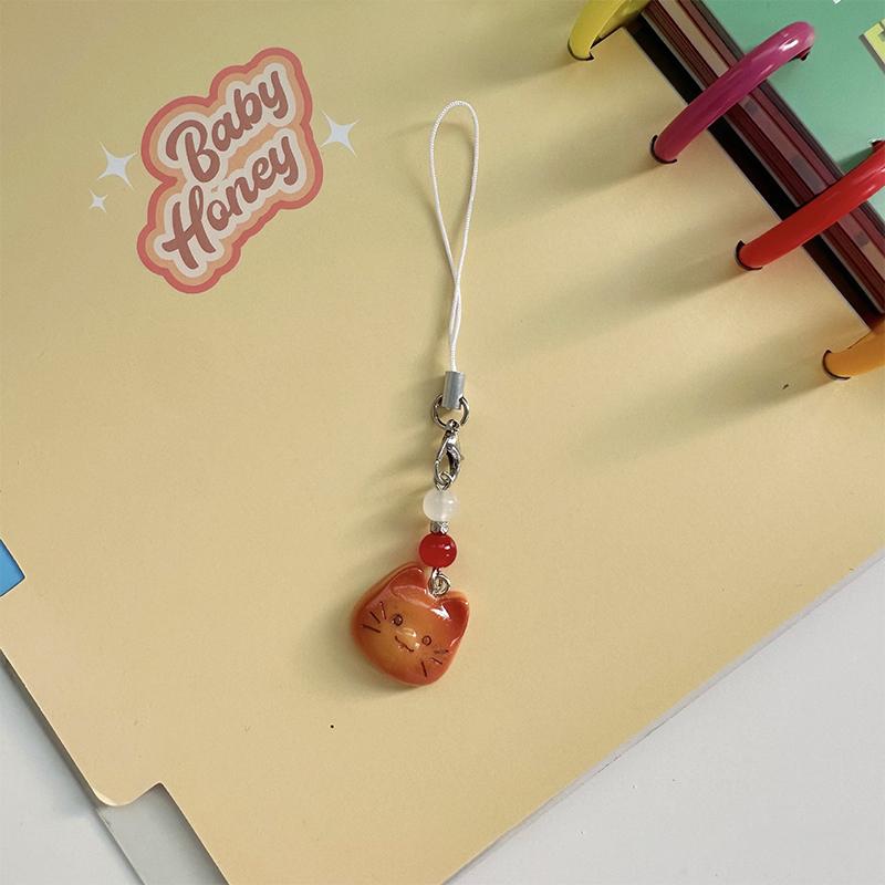 Милый оранжевый кот цепочка для мобильного телефона мультяшный котенок брелок сумка кулон анти-потеряшка шнурок ремешок для наушников камера цепочка подарок