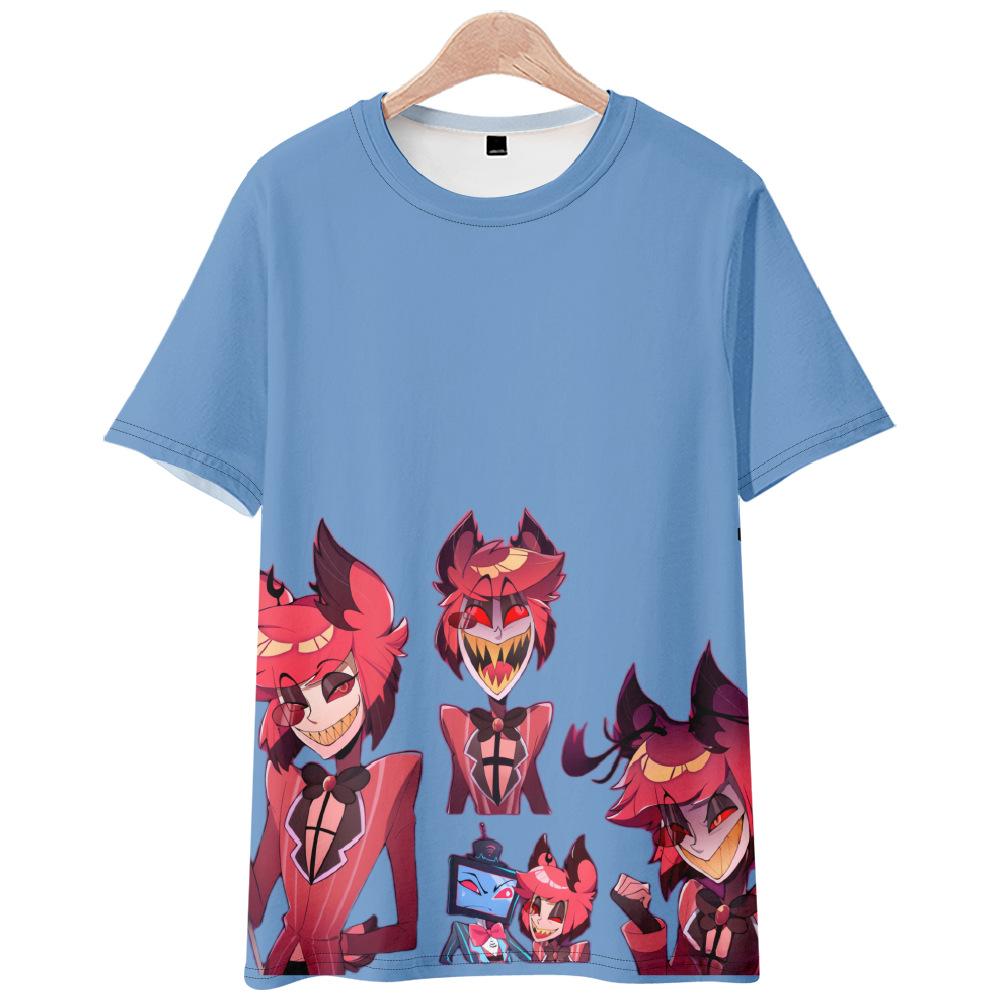 10 цветов Hazbin Hotel аниме женские мужские футболки с мультяшным принтом и круглым вырезом, большие размеры с короткими рукавами, модная мужская одежда, уличная одежда