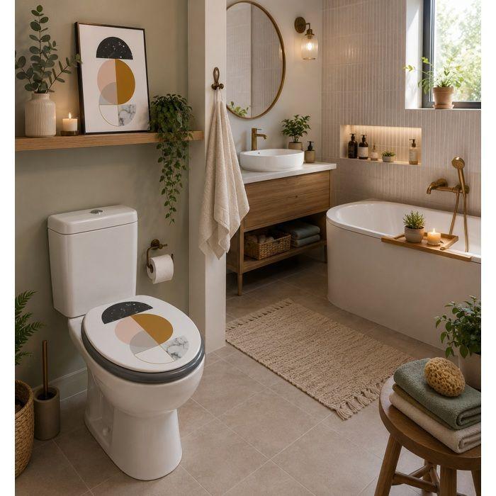 Abattant WC Géométrique Effet Marbre 47 x 37 cm