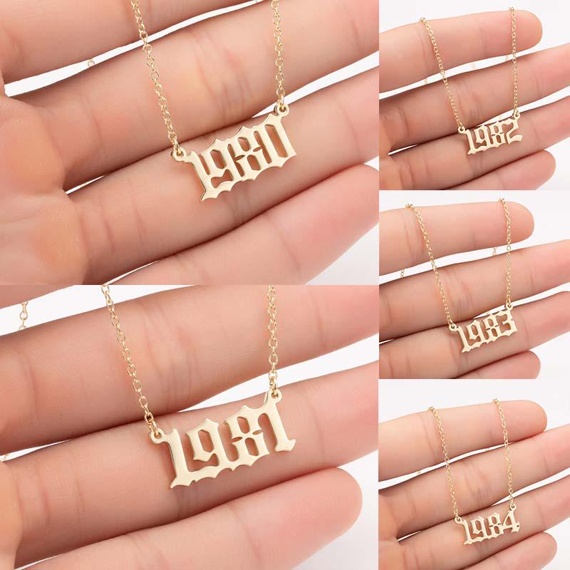 Горячая распродажа Ожерелье Ювелирные изделия Для женщин Год Номер Особая дата Ожерелья Подвеска 1 шт С 1980 по 2019 Персонализированное ожерелье