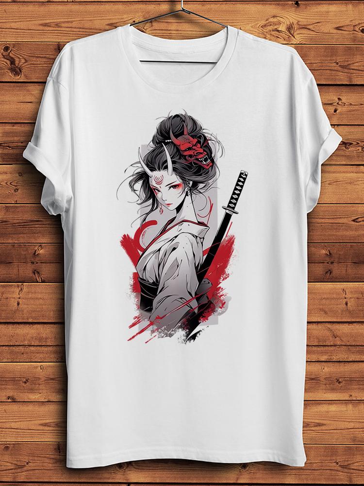 Japanese Samurai Ninja Geisha Onna Bugeisha Funny T Shirt Unisex Casual Short Sleeve TShirt Unisex Streetwear Tee Breathable Print