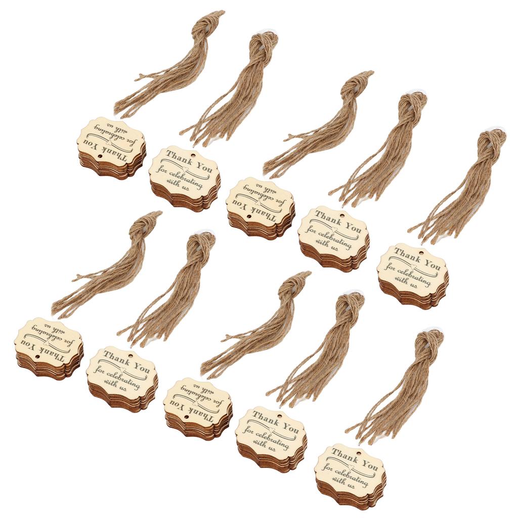 20 Sets Wood Thank You Tag Crafts Wooden Thanksgiving Gift Wrapping Tag Card Decoration with Rop