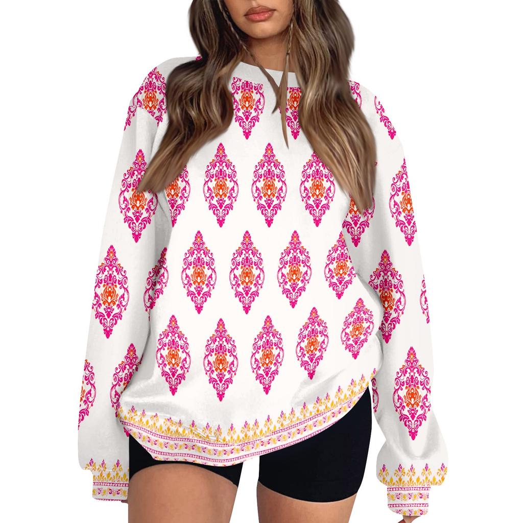 Женские топы Женский свитшот с длинным рукавом Повседневный с круглым вырезом Свободного кроя Пуловер Флисовые топы