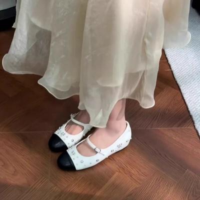 Версия из овчины~ Французские ретро плетеные туфли на плоской подошве с ремешком Мэри Джейн женские 2025 новые красивые туфли с неглубоким вырезом и ремешком