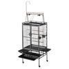 Bird Cage, 830 x 790 x 2100 mm, Open Flat Top, Wrought Iron Bird Flight Cage with Perches, Slide-Out Tray, Plastic Feeders, for Cockatiel, Monk