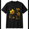 Psychedelic Daffodil with Flowers Nature Mens T-Shirt Black 100% Cotton Printed