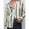 Новая модная повседневная полосатая рубашка с длинным рукавом для женщин, весенние и осенние топы, базовая блузка на пуговицах для женщин, простая облегающая офисная рубашка с лацканами 26341