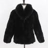 Women Winter Thick 100% Natural Real Rex Rabbit Fur Coat Russia Lady Warm Quality Real Rex Rabbit Fur Jacket With Fox Fur Collar