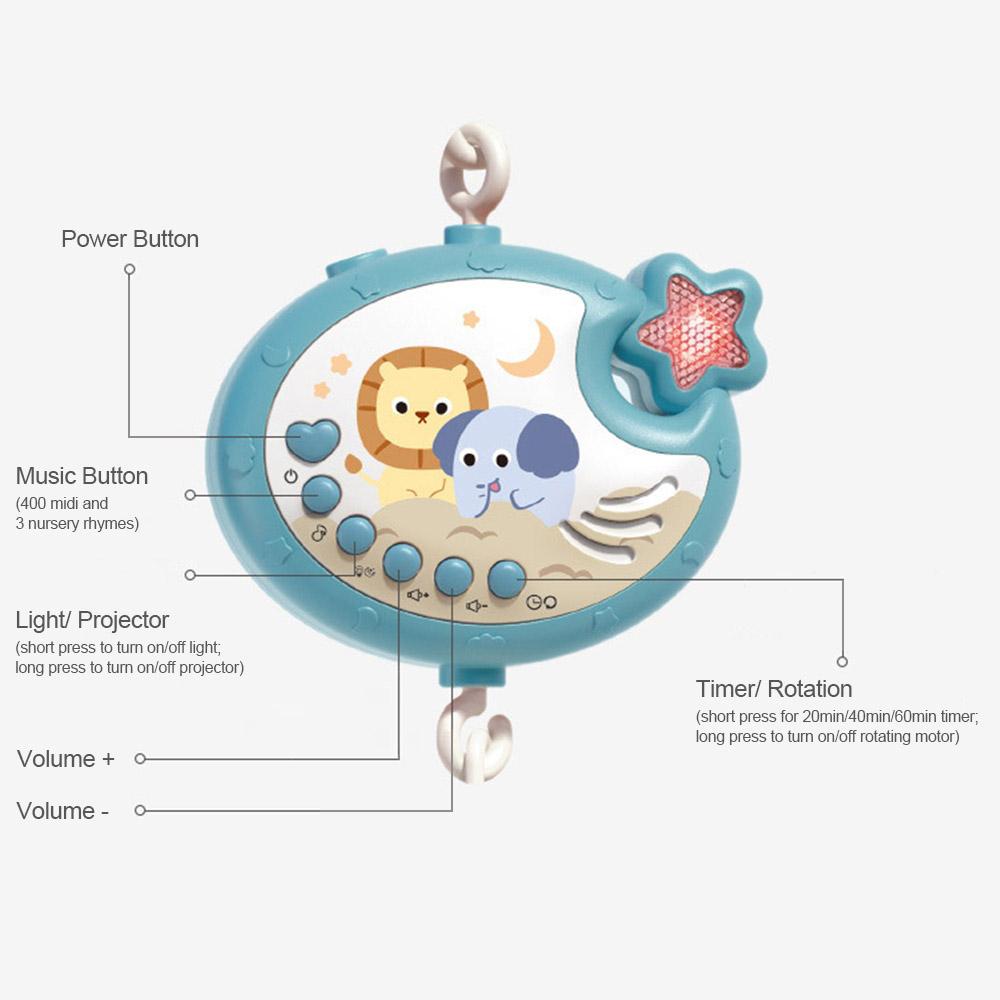 Милая детская кроватка-мобиль с музыкальными огнями, подвесные вращающиеся игрушки с проекцией звезд, игрушки для детской кроватки с дистанционным управлением, украшение для детской кроватки для ребенка