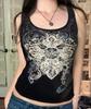 Женский готический графический принт майка без рукавов винтажный укороченный топ темные топы без рукавов уличный стиль майки сексуальный