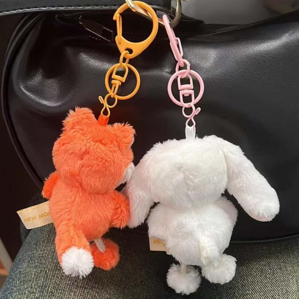 Soft Bear Doll Key Ring Funny Cartoon Animal Keychain Creative Plush Dog Pendant Festival Gifts