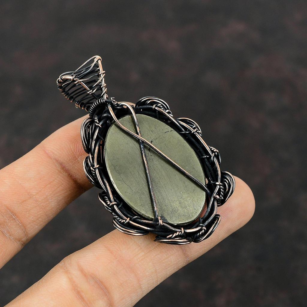 Apache Pyrite Pendant Copper Wire Wrapped Pendant Gemstone Copper Jewelry Elegant Pendant Gift For Mom Wire Wrapped Jewelry Handmade Pendant