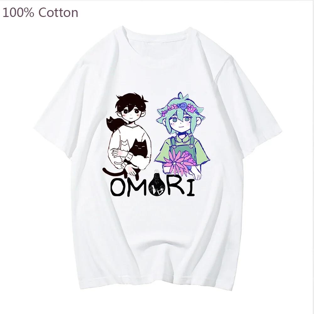 Игровая футболка Omori Санни и Бэзил Летняя с коротким рукавом Модный принт Футболки Автомобильная унисекс футболка
