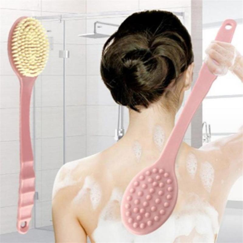Soft Long-Handle Bath Brush – Exfoliating and Massaging Shower Scrubber for Body Cleaning