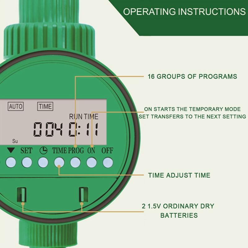 Таймер для полива сада Электронный автоматический контроллер полива Интеллектуальный ЖК-дисплей Клапан Устройство управления поливом