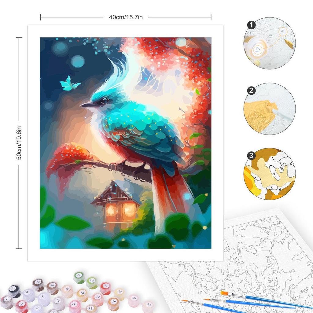 Frame Bird Painting By Numbers For Adults Kits Colorful Animals Drawing Coloring By Numbers Starter Kit For Home Decors 40x50cm