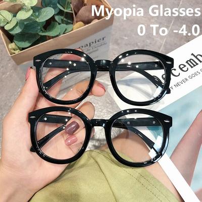 Очки для близорукости в круглой оправе большого размера, винтажные женские и мужские оптические очки, большие компьютерные очки для близорукости, диоптрии от 0 до -4,0