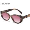 SO & EI маленькие овальные солнцезащитные очки «кошачий глаз» женские модные леопардовые градиентные оттенки UV400 винтажные трендовые мужские солнцезащитные очки