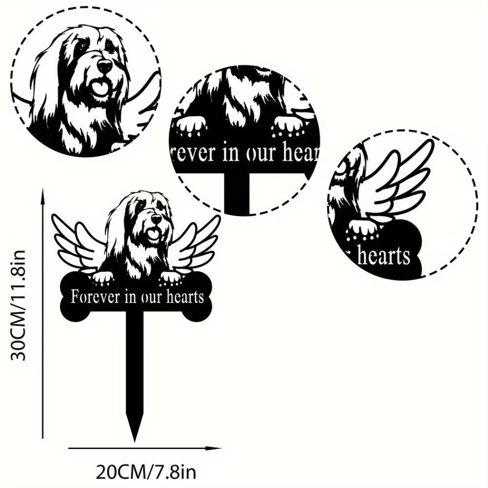 Мемориальный столб для бородатой колли, металлический знак соболезнования и маркер для могилы домашнего животного, элегантный мемориальный столб, идеально подходящий для сада