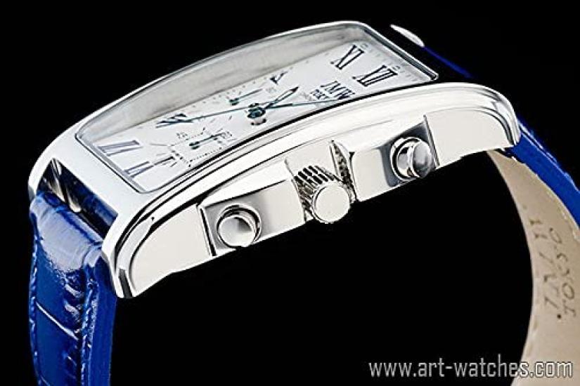 Square Watch White Blue Watch Square Rectangular Chronograph Limited Model Seiko Quartz Leather Band Genuine Leather Business Simple Popular Day Gift