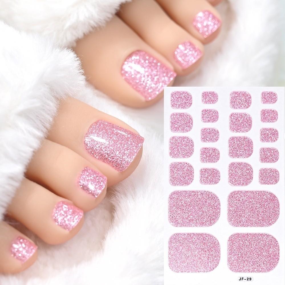 22tips/Sheet Solid Color Shimmer Finish Full Cover Nail Wraps Home DIY Nail Makeover
