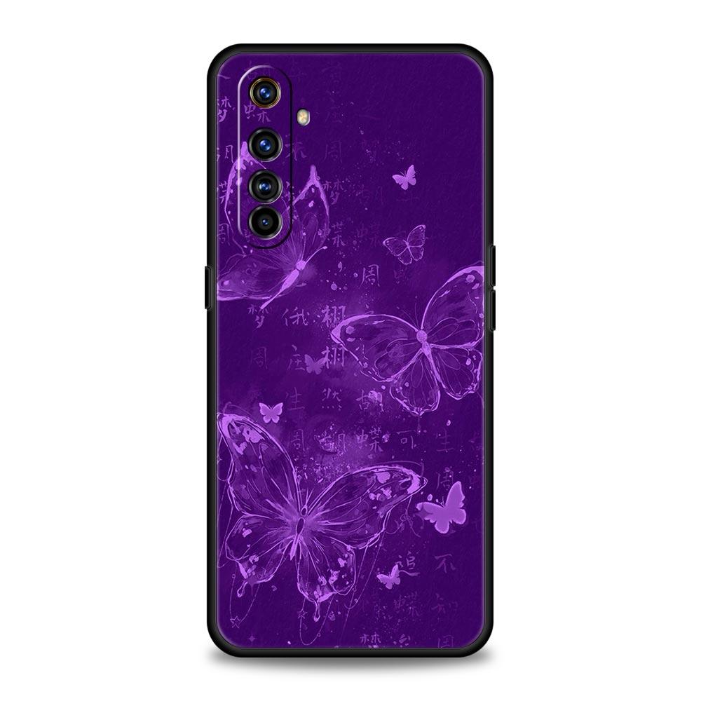 Арт Фиолетовая Бабочка Мягкий ТПУ Для Realme 13 12 11 10 9 Pro Plus GT3 GT2 C21 C25 C35 C53 C55 C67 Pro 5G Чехол для Телефона Обложка Fundas