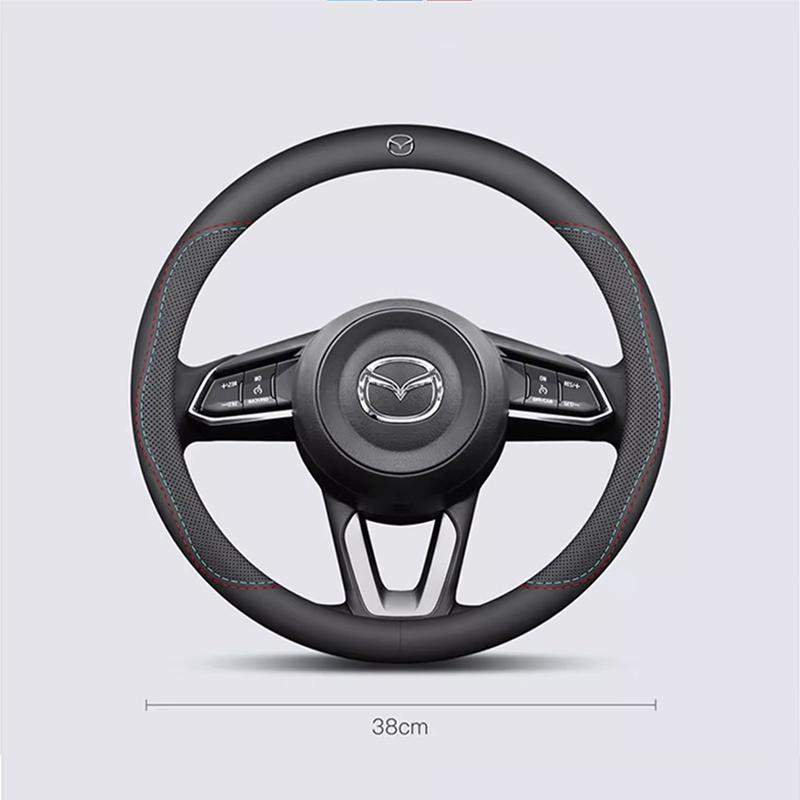 AAET1 38cm Nappa Leather Anti Slip Car Steering Wheel Cover For Mazda Speed 2 3 5 6 Atenza CX80 CX70 CX90 CX3 CX5 CX8 MX30 CX60 CX30