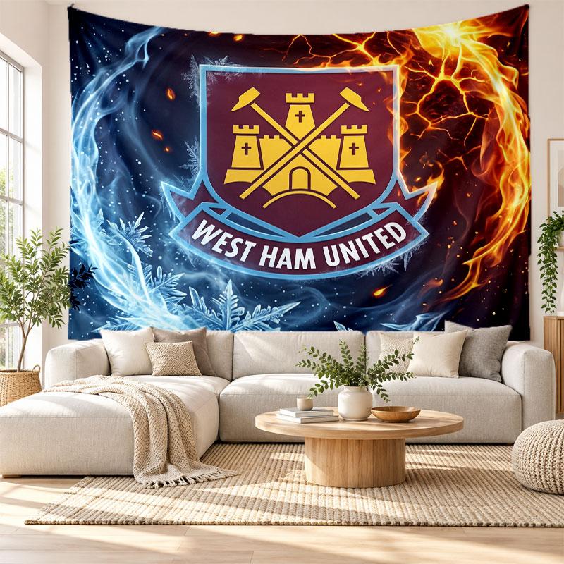 West Ham United Football Wall Tapestry, Soft Fabric Wall Hanging, Decorative Backdrop For Bedroom Home Wall Art