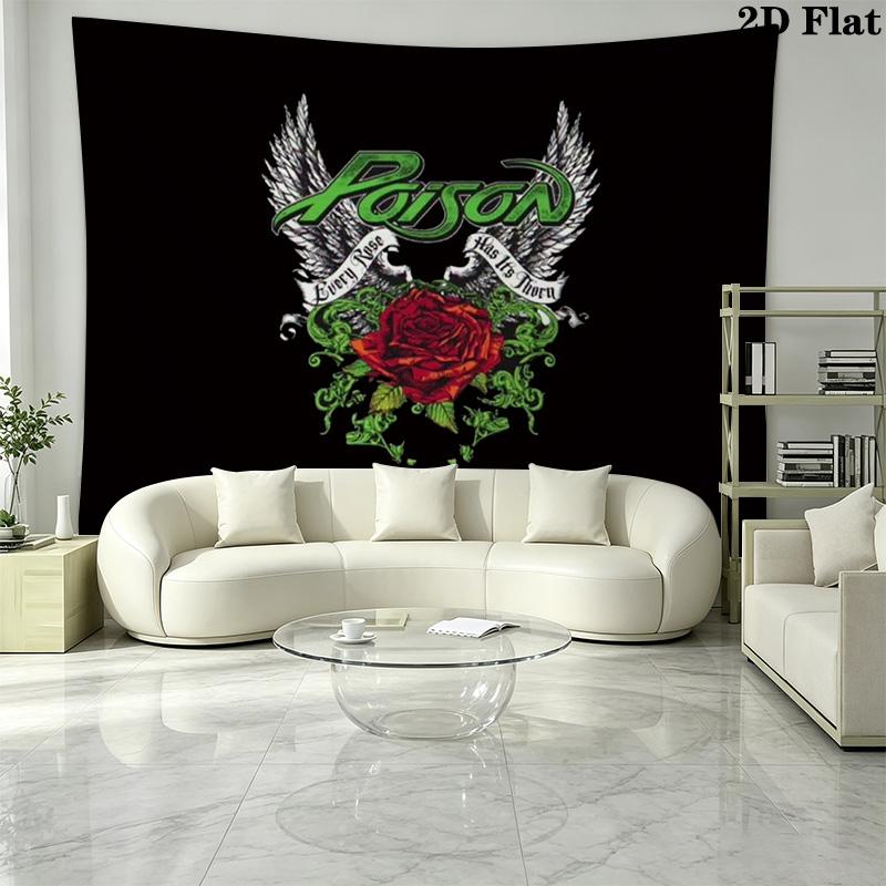 Poison Band Wall Tapestry Aesthetic Wall Hanging Printed Fabric Blanket Decorative Tapestries for Bedroom Living Room Home Decor