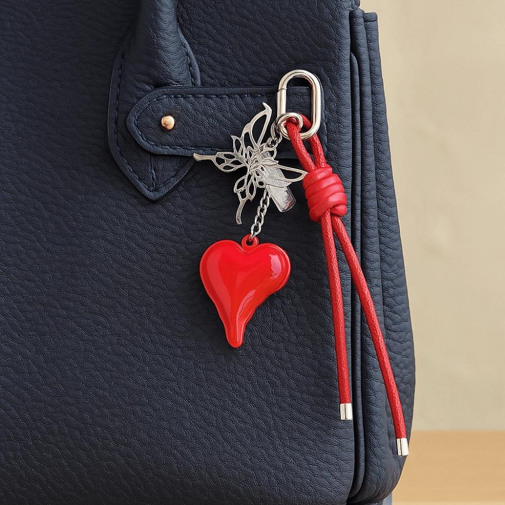 Butterfly Cartoon Girl Heart Keychain Anti-Lost Braided Rope Key Chain  Children Girl