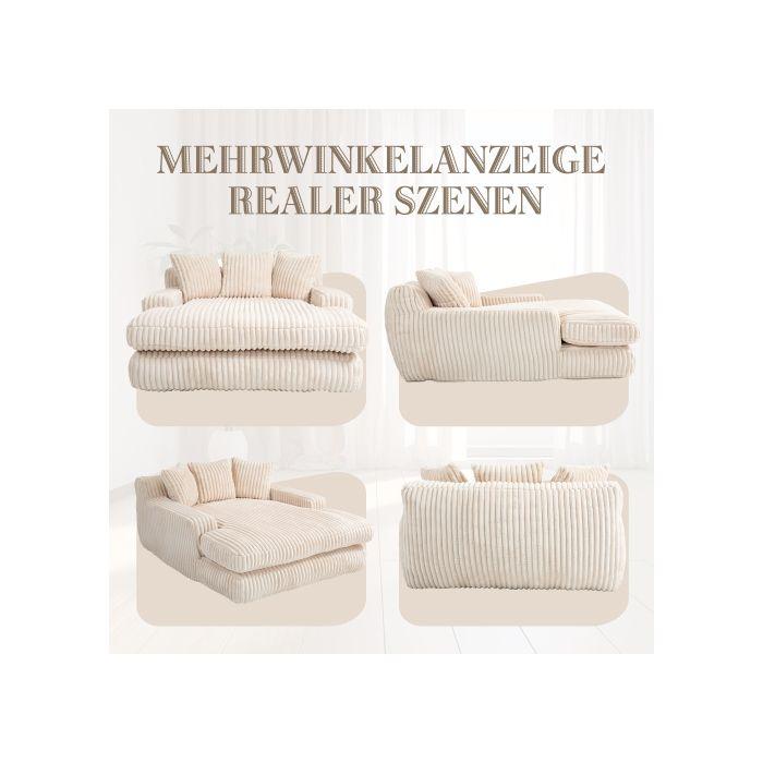 Диван-кровать - MUVOE - Современный - Вельвет - 3 подушки - 1 место - Бежевый