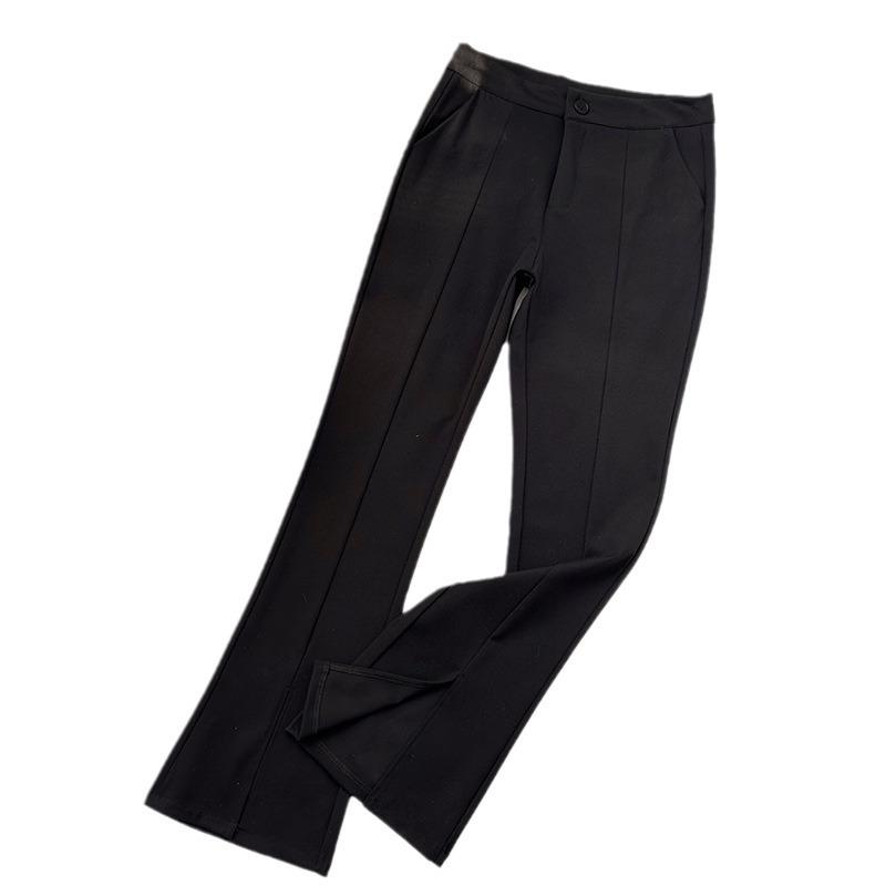 Radish Uncle Black Split Bell Bottoms Female Summertime Thin High Waist Slim Straight Pants Micro Relaxed Pants