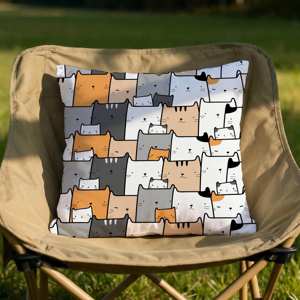 Cute Cats Themed Cushion Cover Soft Reversible Durable Pillow Cover MultiScene Use for Home Car Daily Comfort