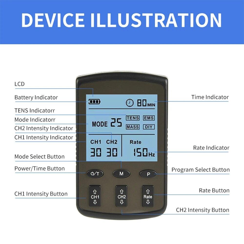 2 способа EMS импульсный миостимулятор десятки акупунктурных электродов подушечки терапия машина для похудения электростимулятор перезаряжаемый