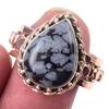 Двухцветное кольцо из стерлингового серебра 925 пробы с натуральным обсидианом и снежинкой S.10 n8I80