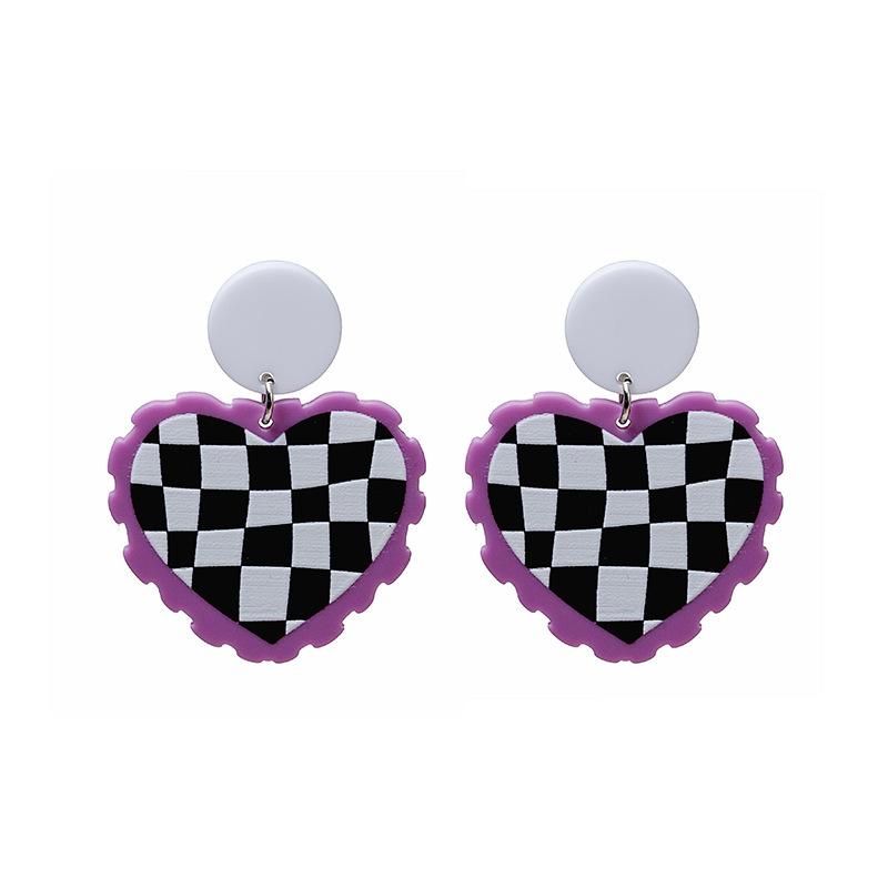 New Autumn And Winter Style Retro Fashion Colorful Personalized Earrings Geometric Square Love Studs