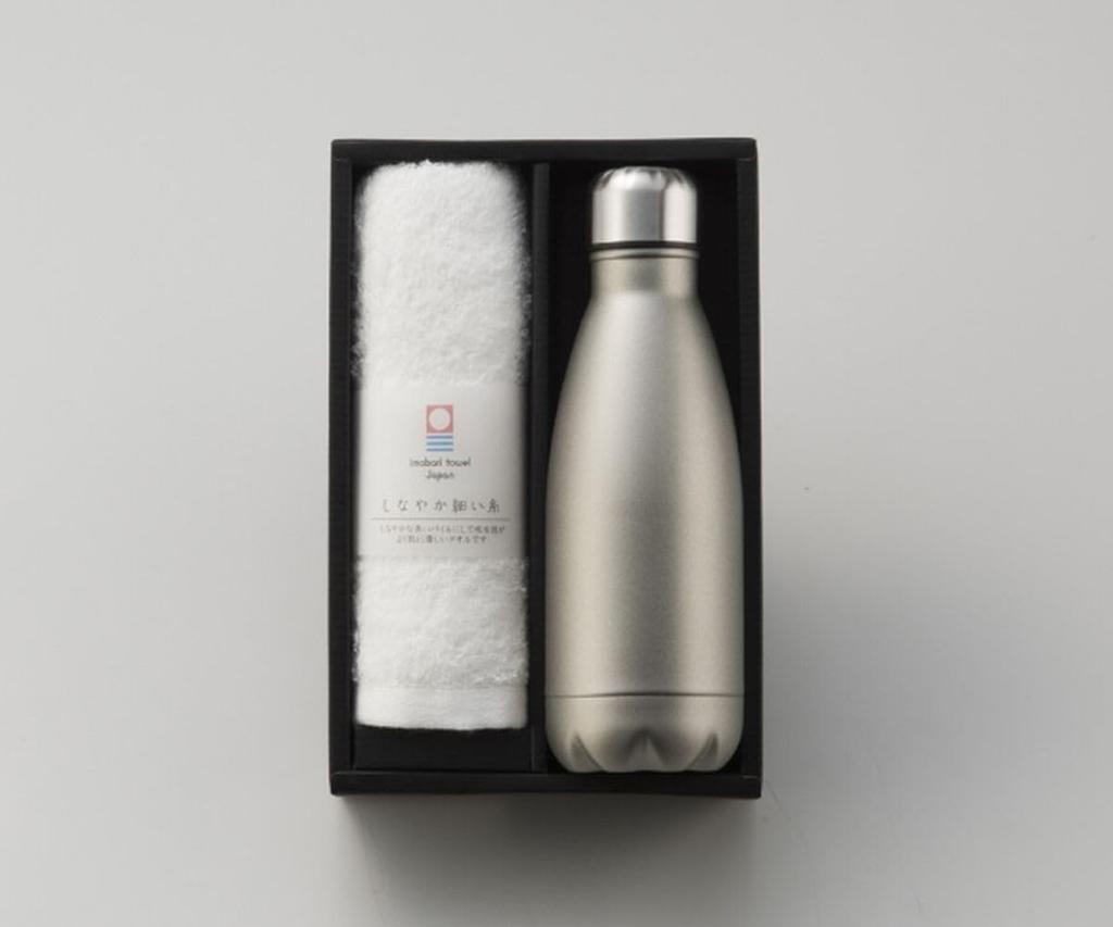 Select Water Bottle Set Stainless Steel PET Bottle Vacuum Imabari Towel Set 350ml J-kitchens (Dual Structure) &