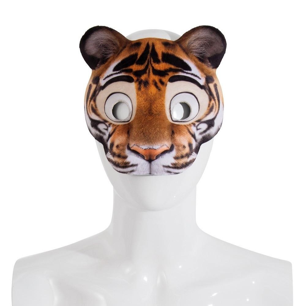 EVA Animal Mask Half Face Tiger Plush Mask Funny Halloween Mask Masquerade