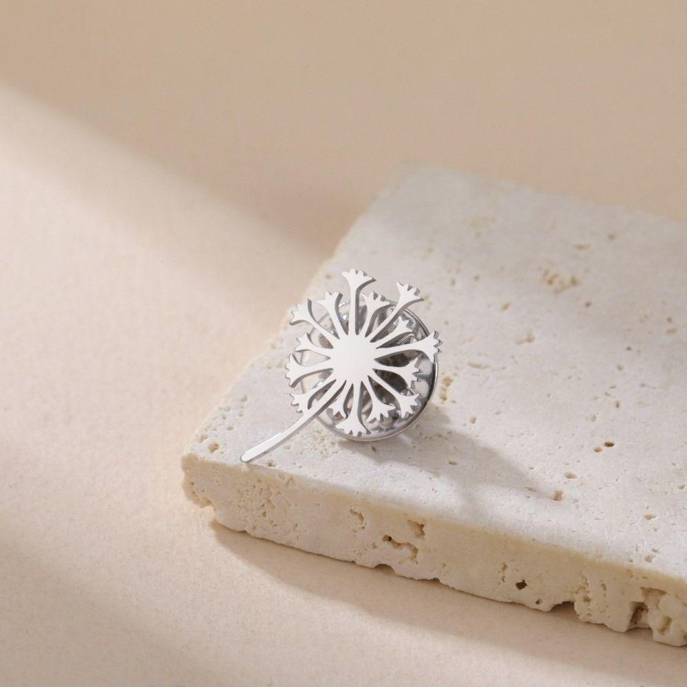 Stainless Steel Blowball Brooch Luxury Suit Badge Pin Trendy Women Brooch  Suit Collar