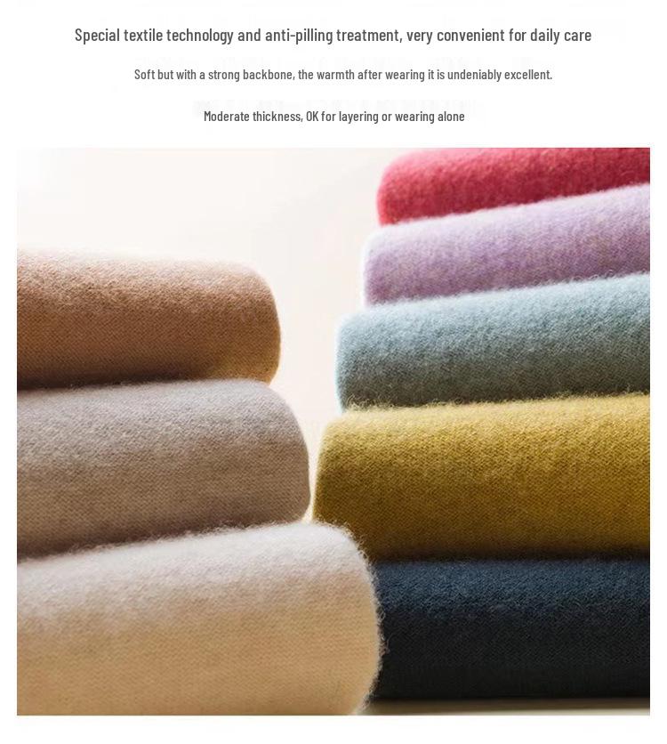 Женский приталенный осенний свитер, модный воротник половинной высоты, универсальная чистая шерсть для многослойности или верхней одежды, приятный к коже.