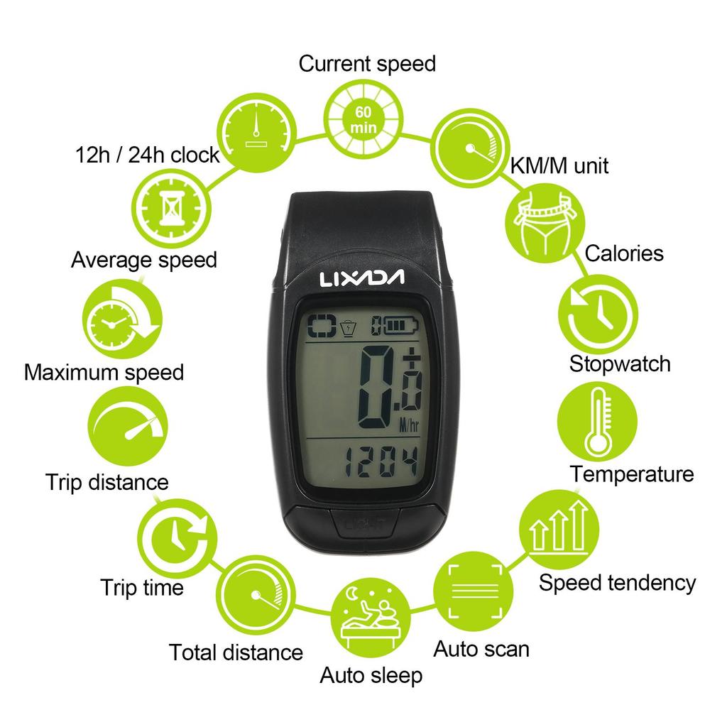 3 In 1 Bike Computer USB Rechargeable Wireless Cycling Computer Bicycle Speedometer with LED Front