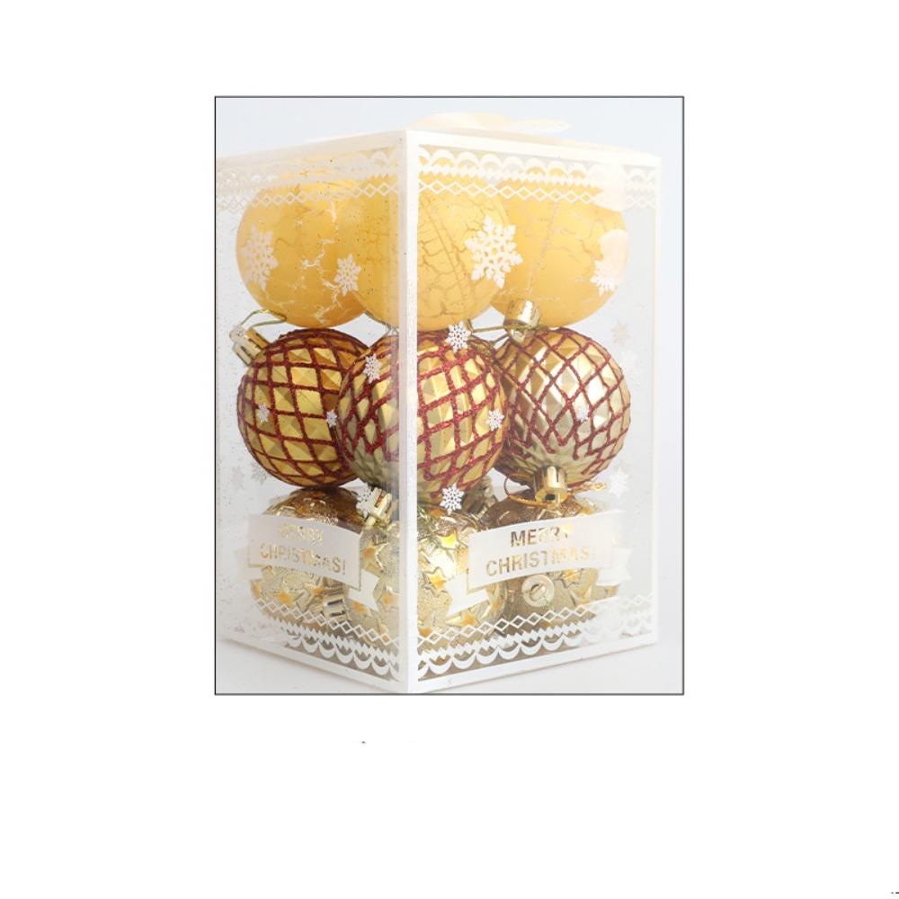 12pcs Creative Christmas Tree Pendant 6/8cm Hanging Ornament Crafts Christmas Ball Set Holiday