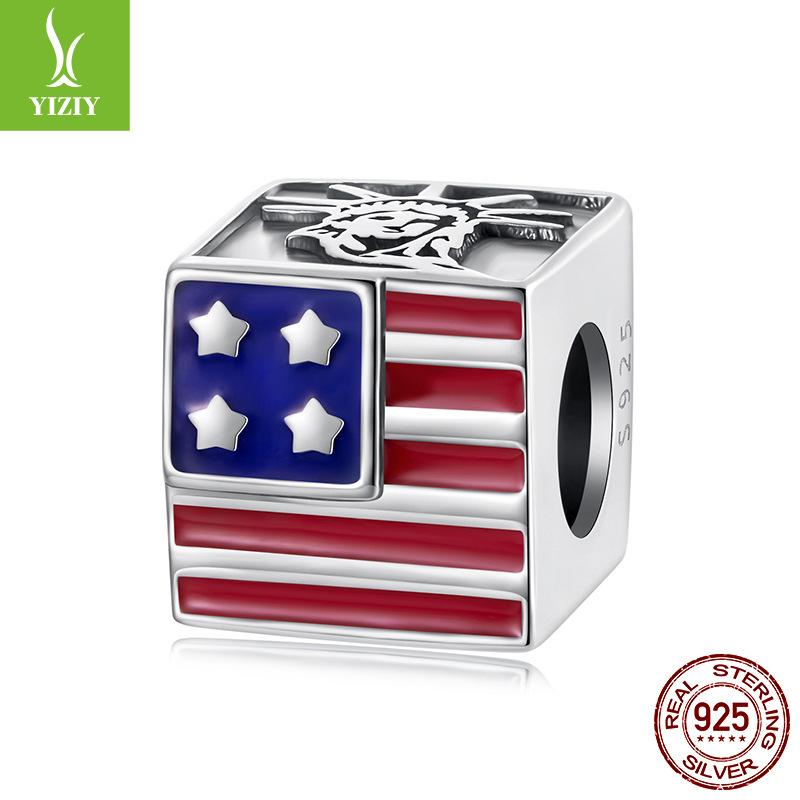S925 Sterling Silver American Polish Commemorative Beads Popular Cube Collection Loose Beads Beads
