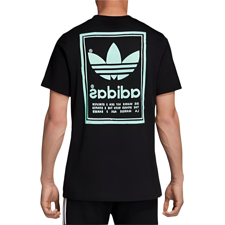 adidas Футболка с коротким рукавом Originals Trefoil с двухсторонним принтом, повседневная, мужская, черная, DJ2712