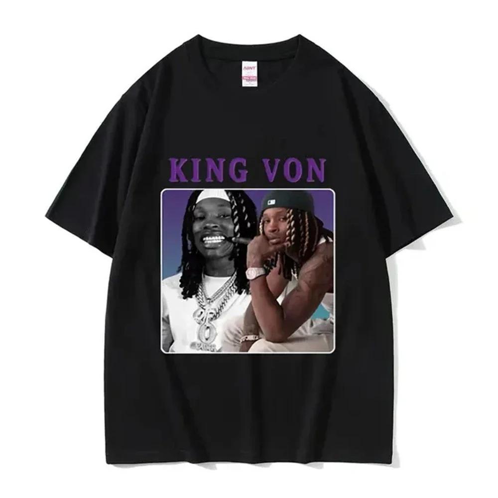 Мужская графическая футболка рэпера K-King Von, хип-хоп, готическая мода, футболки с коротким рукавом, оверсайз