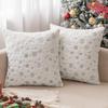 Throw Pillowcase Christmas Snowflake Printed Hidden Zipper Design Dust-proof Soft Comfortable Touch Plush Cushion Cover